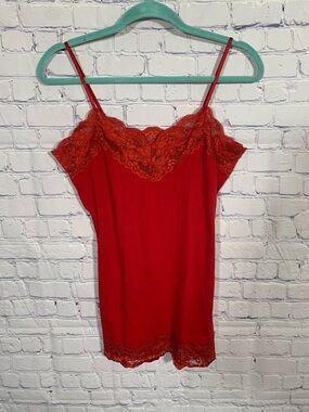 V1 Couture Womens Y2K Lace V-Neck Tank Red Size L Whimsigoth Sexy Fairy Grunge